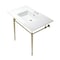 Fauceture KVPB37227W4BB 37-Inch Console Sink with Brass Legs (4-Inch, 3 Hole), White/Brushed Brass KVPB37227W4BB - alternate 1